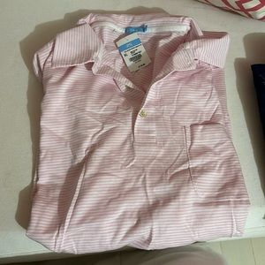 pink and white striped mens polo. Brand new with tags. Size XL from J.McLaughlin